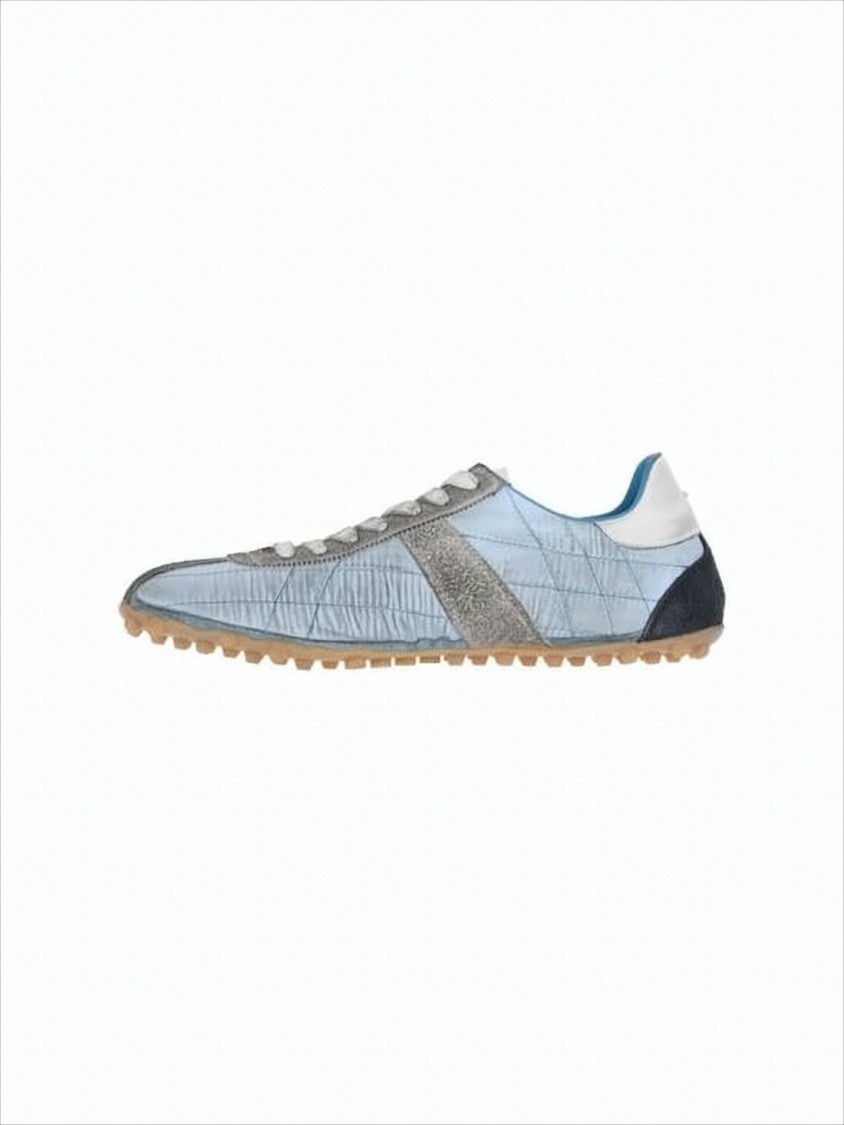 Maison Margiela Quilted Blue Sneakers With Suede Overlays