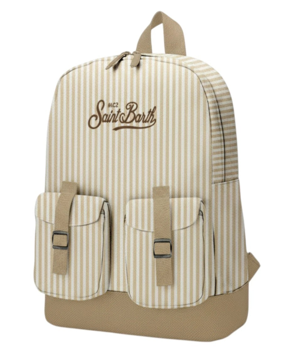 Mc2 Saint Barth Vertical Striped Backpack With Front Flap Pockets