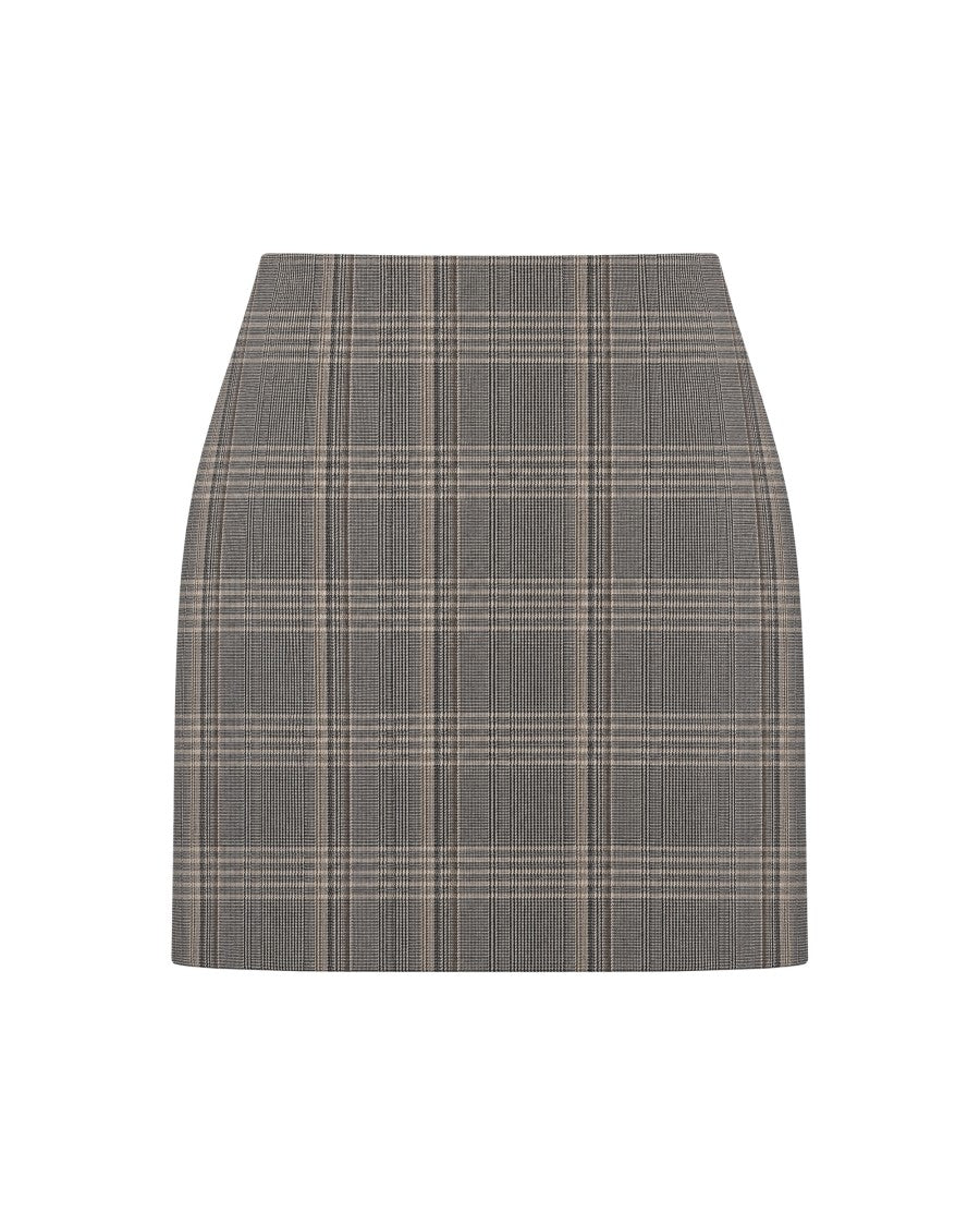 Patrizia Pepe Prince Of Wales Check Mini Skirt With Metal Zip