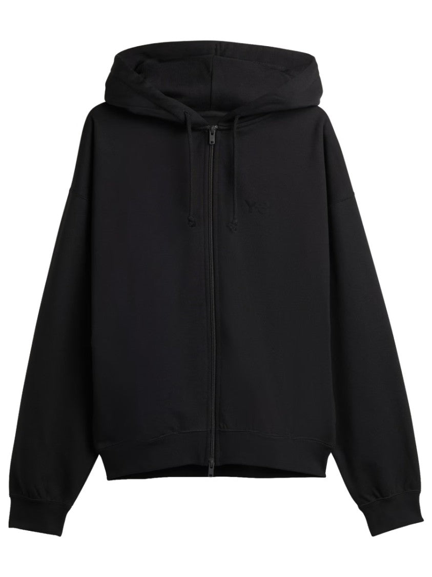 Y-3 Black Regular Fit Zippered Cotton Hoodie