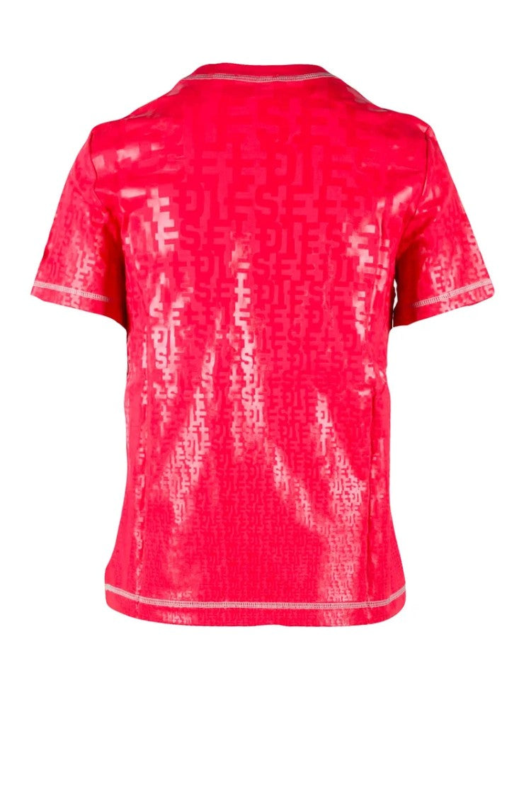 Diesel Fuchsia Patterned Stretch Cotton T-Shirt