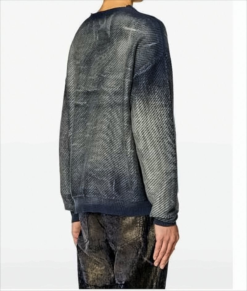 Diesel Gradient Textured Sweater With Distressed Finish