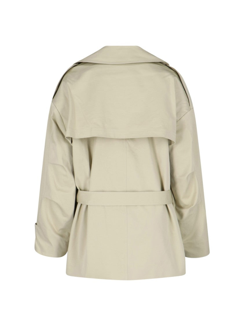 The Frankie Shop Oversized Short Trench Coat With Maxi Lapel