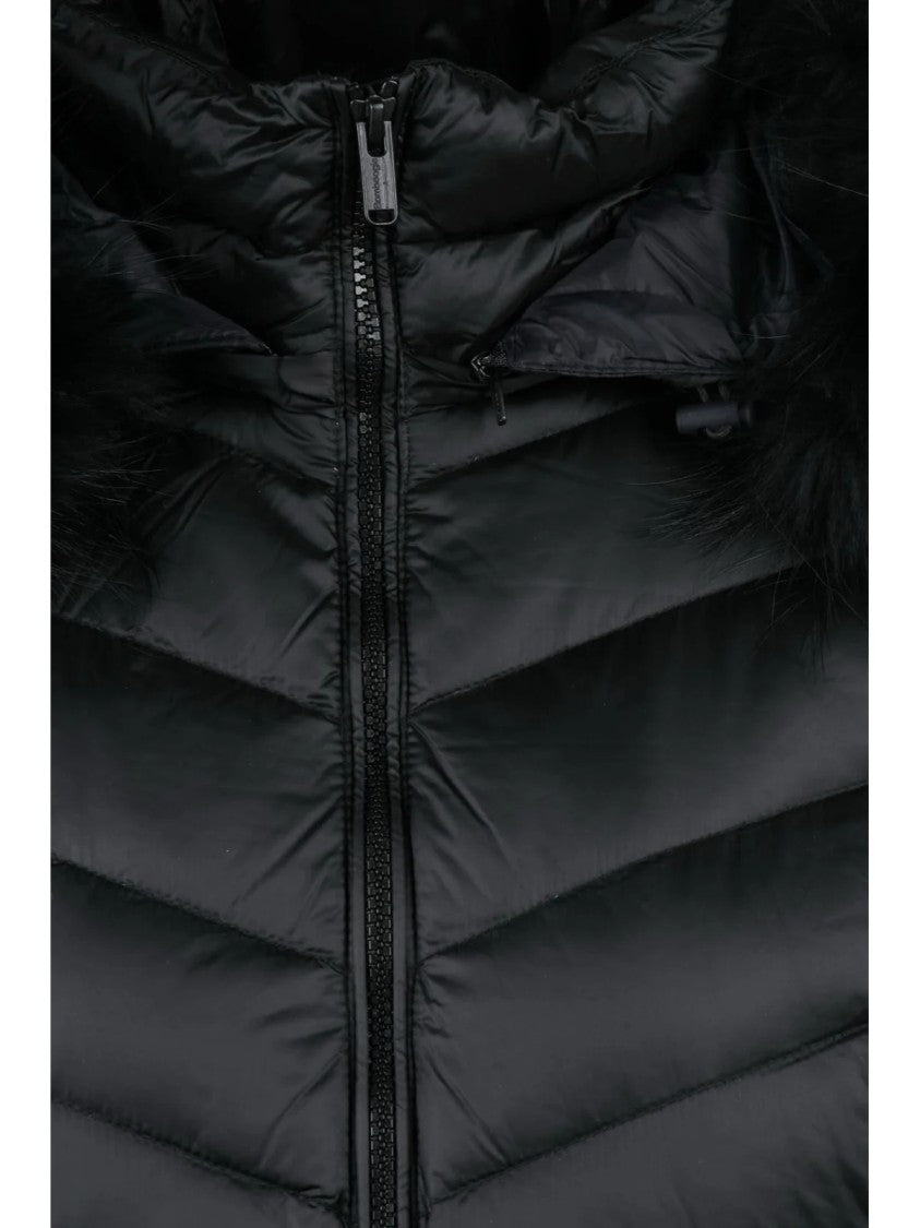 Bomboogie Black Fitted Quilted Nylon Short Down Jacket