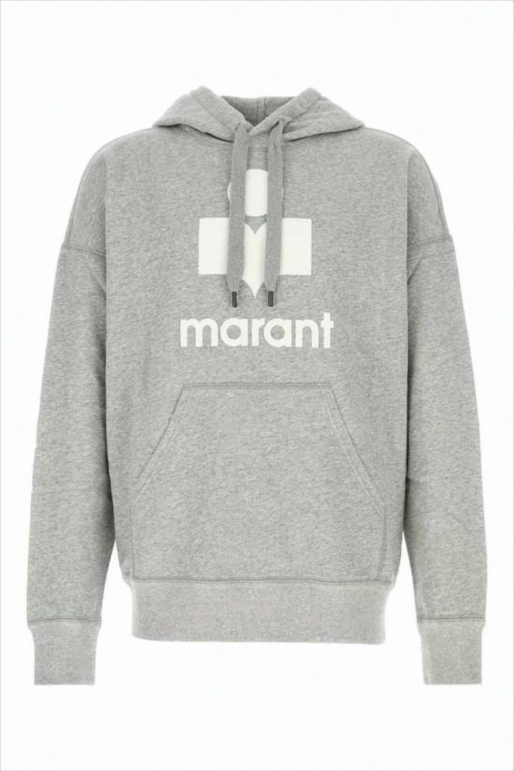 Isabel Marant Relaxed Fit Grey Hoodie With Bold Logo