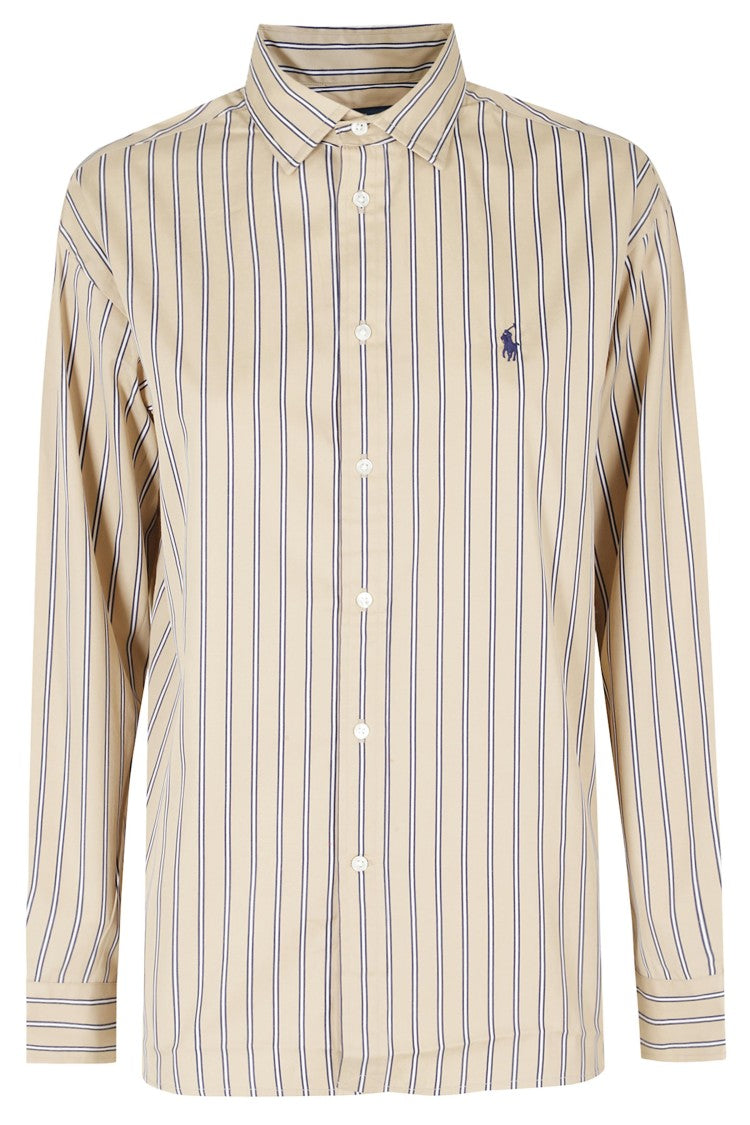 Polo Ralph Lauren Light Brown Striped Cotton Casual Shirt