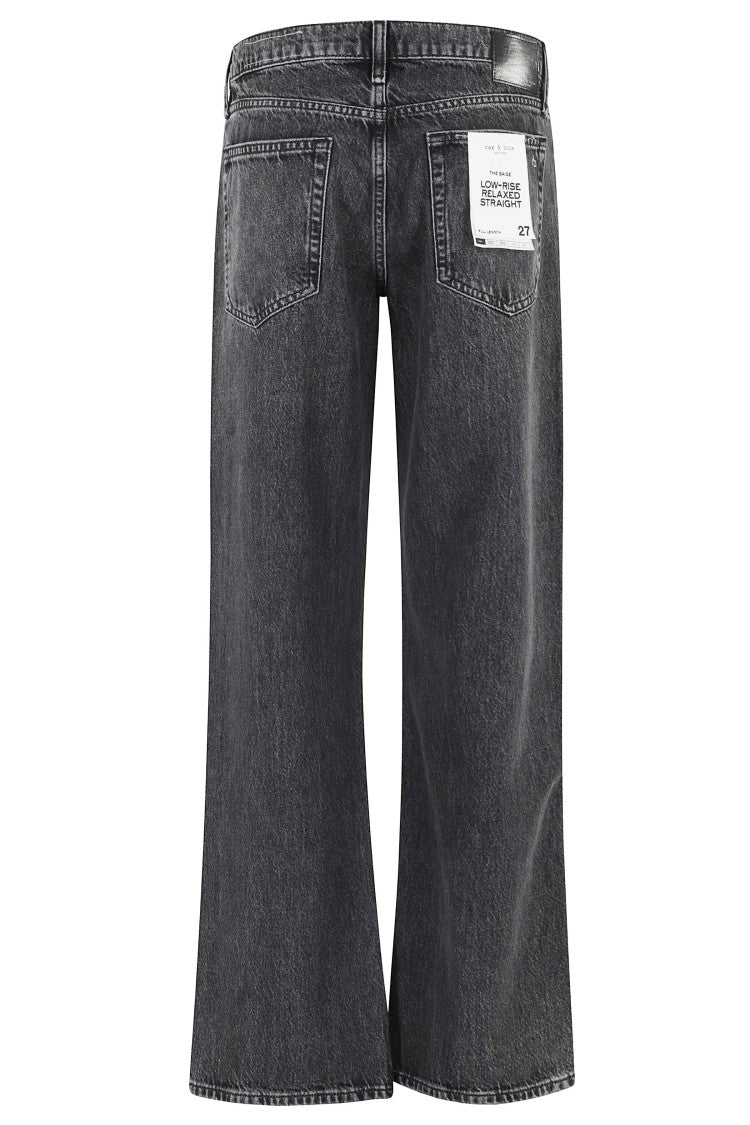 Rag & Bone Carbon Black Saige Lr Full Relaxed Straight Cotton Jeans