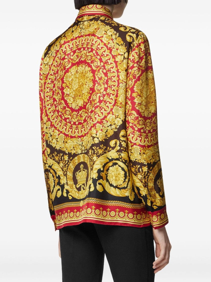 Versace Red Baroque Print Gold Detail Top