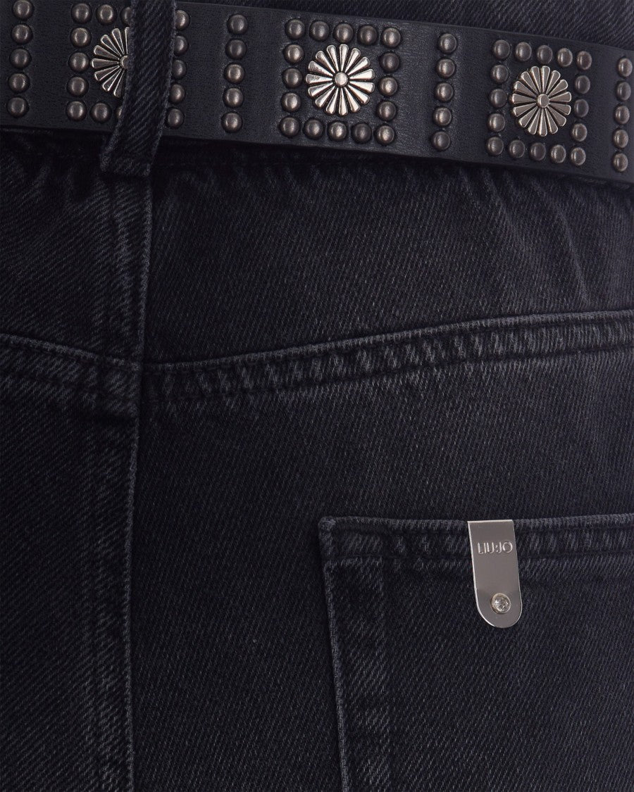 Liu Jo Black Candy Belt Stone Wash Flared Jeans