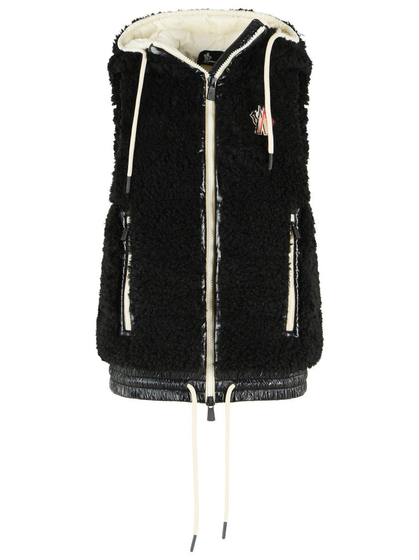Moncler Grenoble Black Teddy-Style Hooded Polyester Insulated Vest