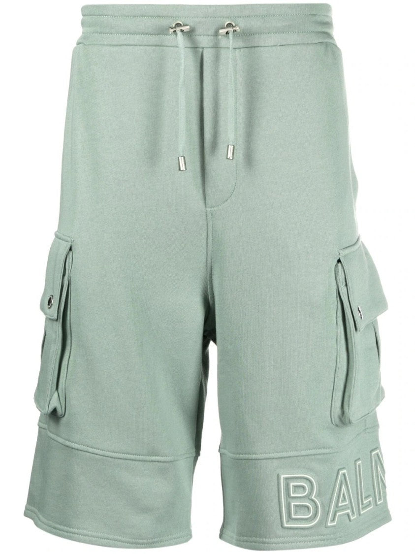 Balmain Relaxed Fit Cargo Shorts With Adjustable Waist And Embroidered Logo