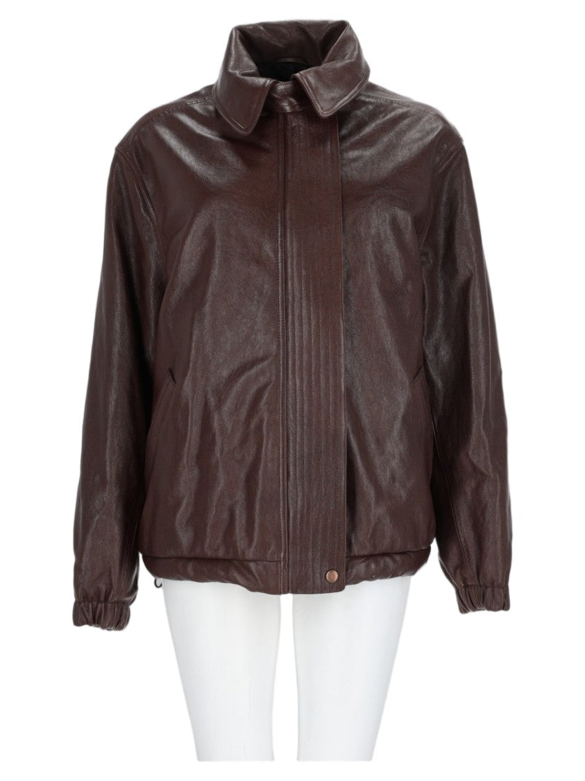 Magda Butrym Brown Elasticated Hem Sheepskin Leather Jacket