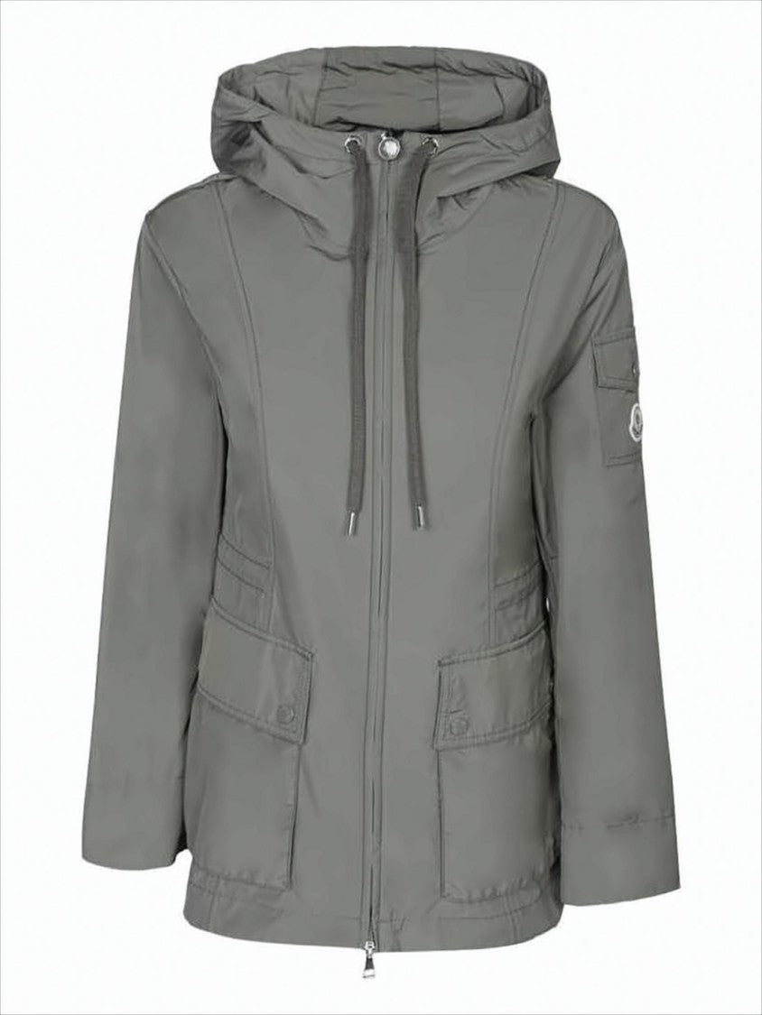 Moncler Hooded Grey Jacket With Adjustable Drawstrings
