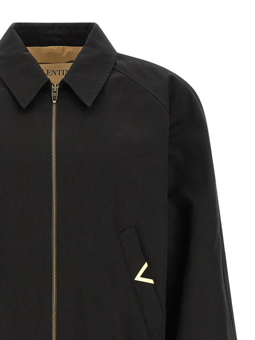 Valentino Black Vgold Cropped Cotton Jacket