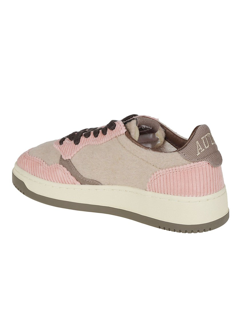 Autry Beige Medalist Low Textured Polyester Sneakers