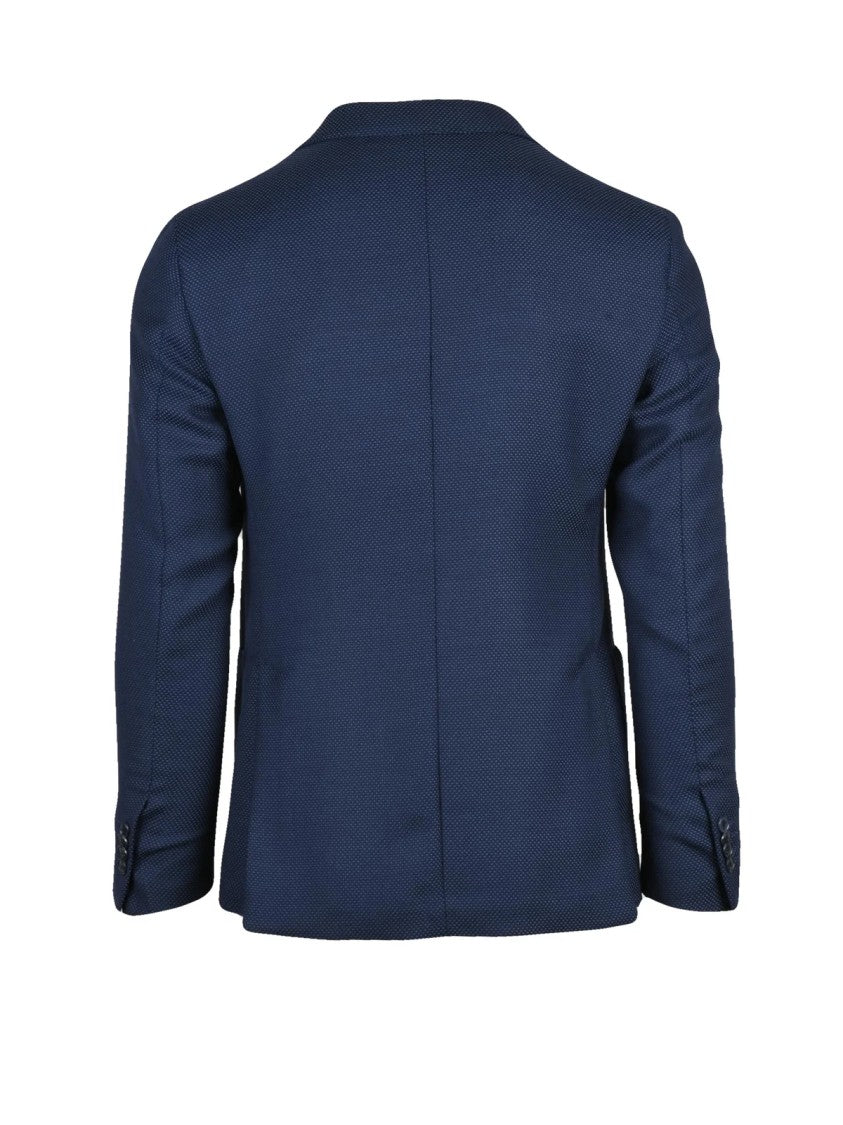 Luigi Bianchi Rounded Midnight Blue Wool Jacket With Minimalist Design