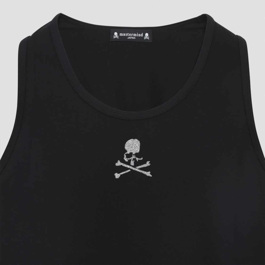 Mastermind Sleeveless Black Cotton Top With Skull Emblem