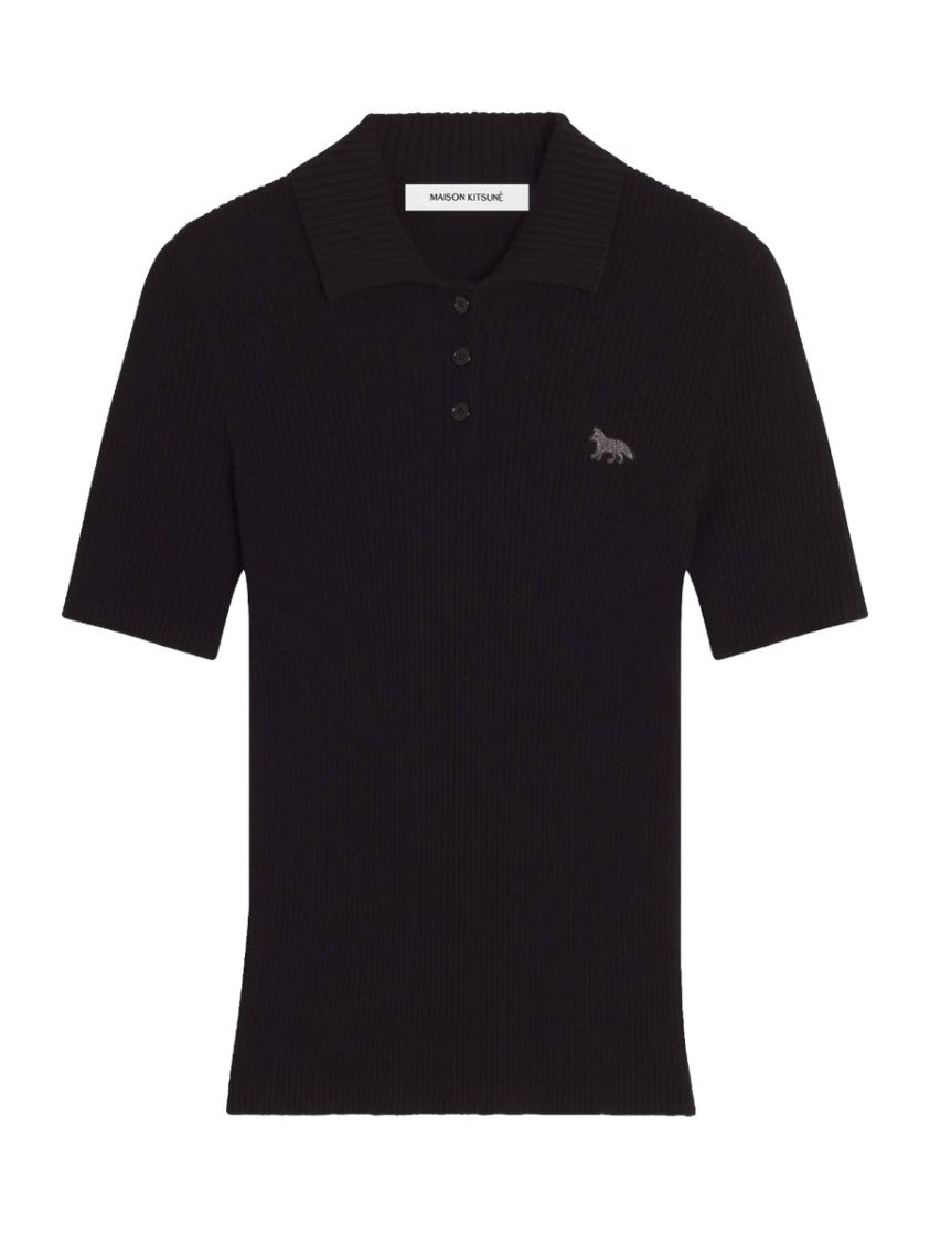 Maison Kitsuné Fitted Merino Wool-Cotton Embroidered Polo Shirt