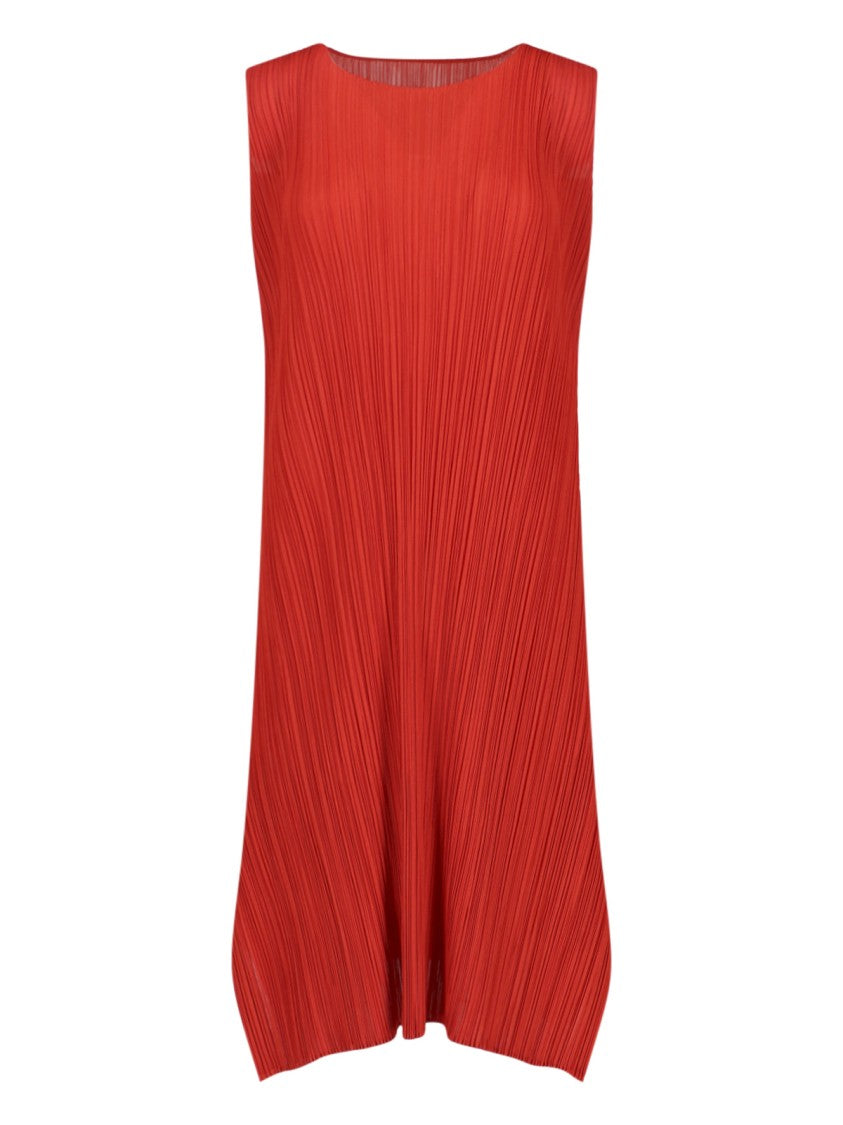 Pleats Please Plissé Midi Dress – Red