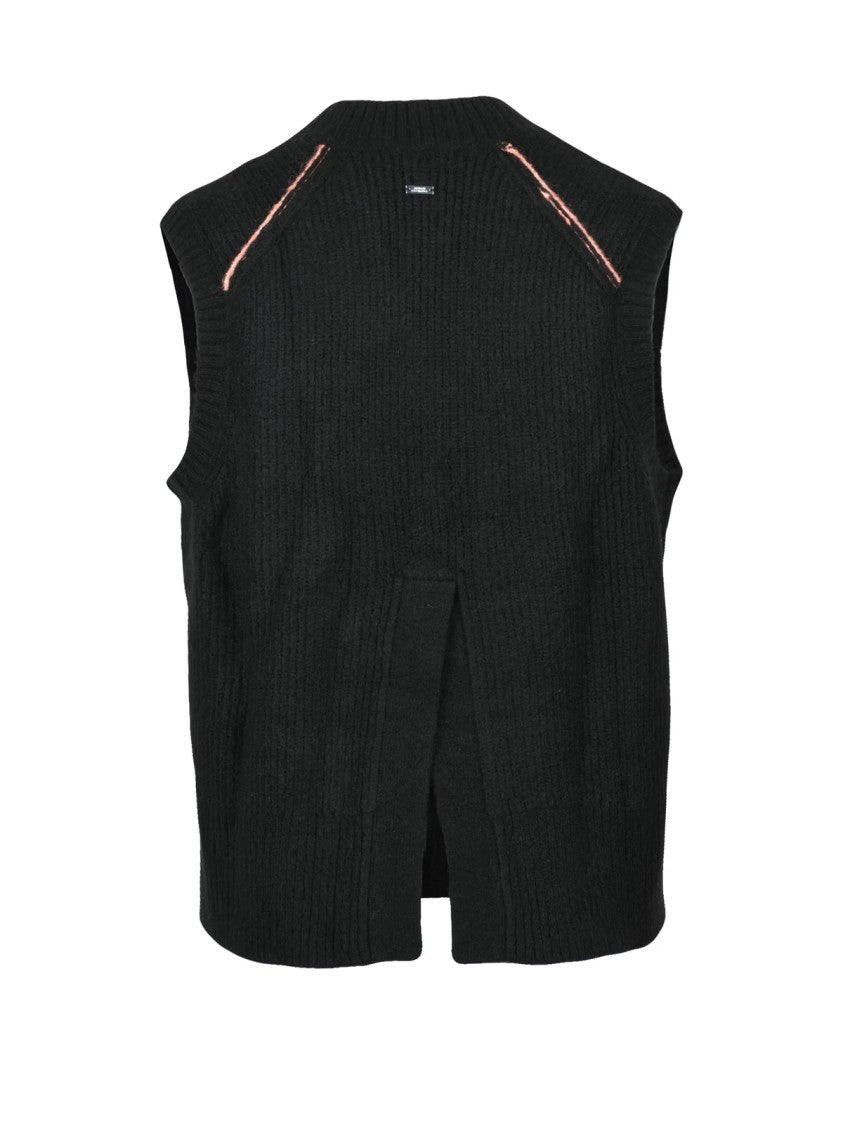 Armani Exchange Sleeveless Knit Vest With V-Neckline And Ribbed Texture