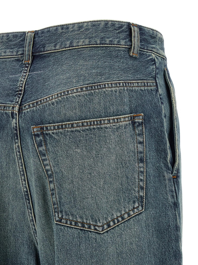 Mm6 By Maison Margiela Stonewashed Cotton Denim Wide-Leg Jeans