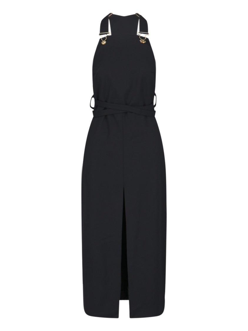 Patou Black Virgin Wool Midi Overall Dress