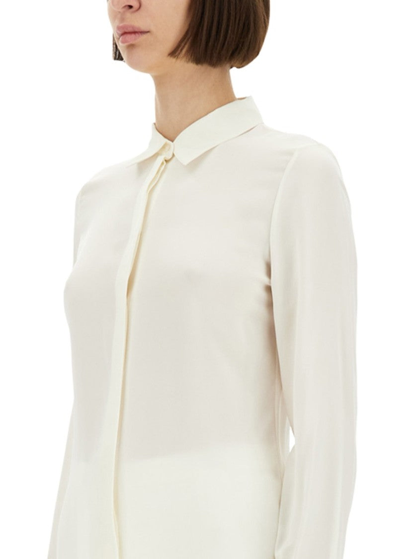 Theory Slim Fit White Silk Shirt