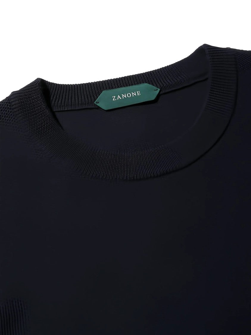 Zanone Fine-Knit Long-Sleeved Fabric Pullover Sweater