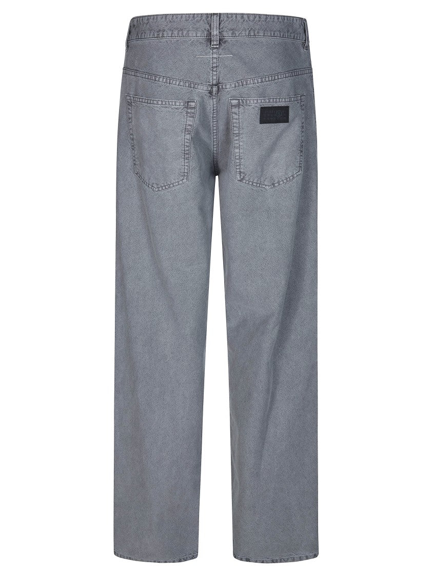 Mm6 By Maison Margiela Washed Grey Numeric Patch Straight Jeans