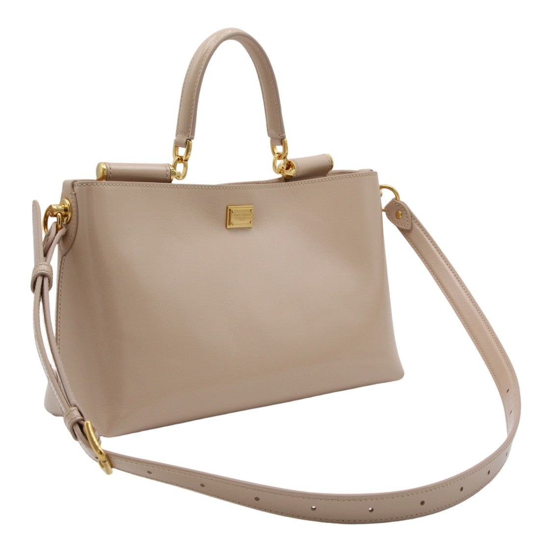 Dolce & Gabbana Rectangular Handbag In Smooth Nude Leather