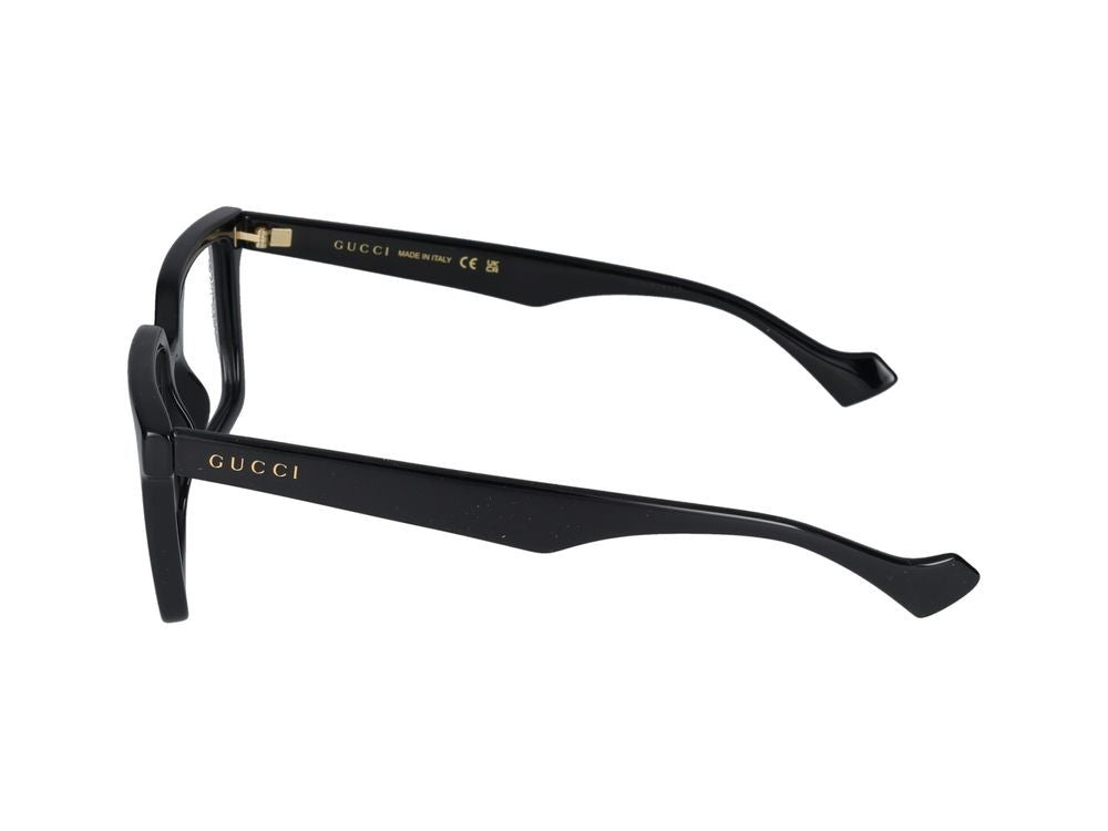 Gucci Black Oversized Glossy Square Eyeglasses