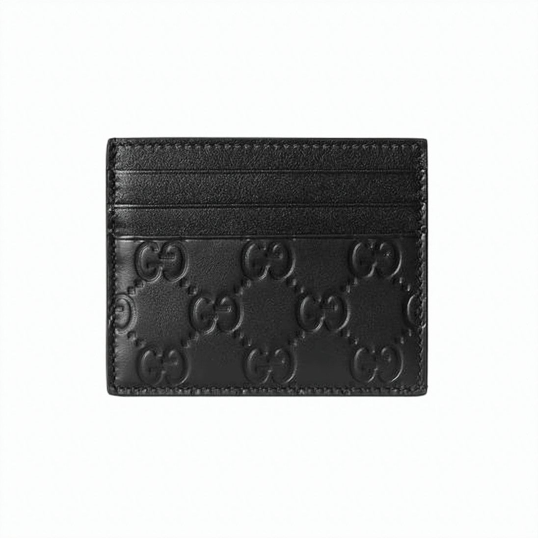 Gucci Embossed Leather Cardholder With Interlocking Pattern