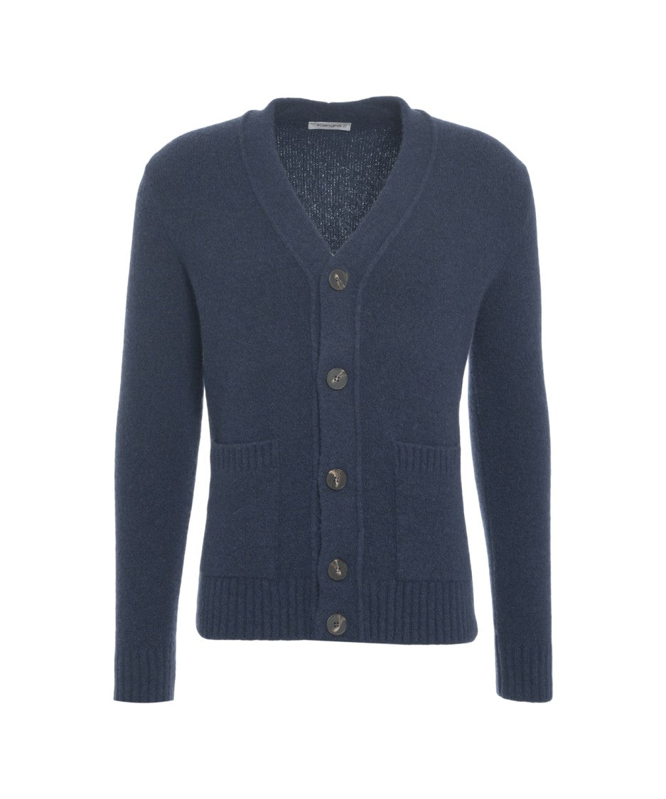 Kangra Cashmere Cardigan With Classic V-Neck And Functional Pockets