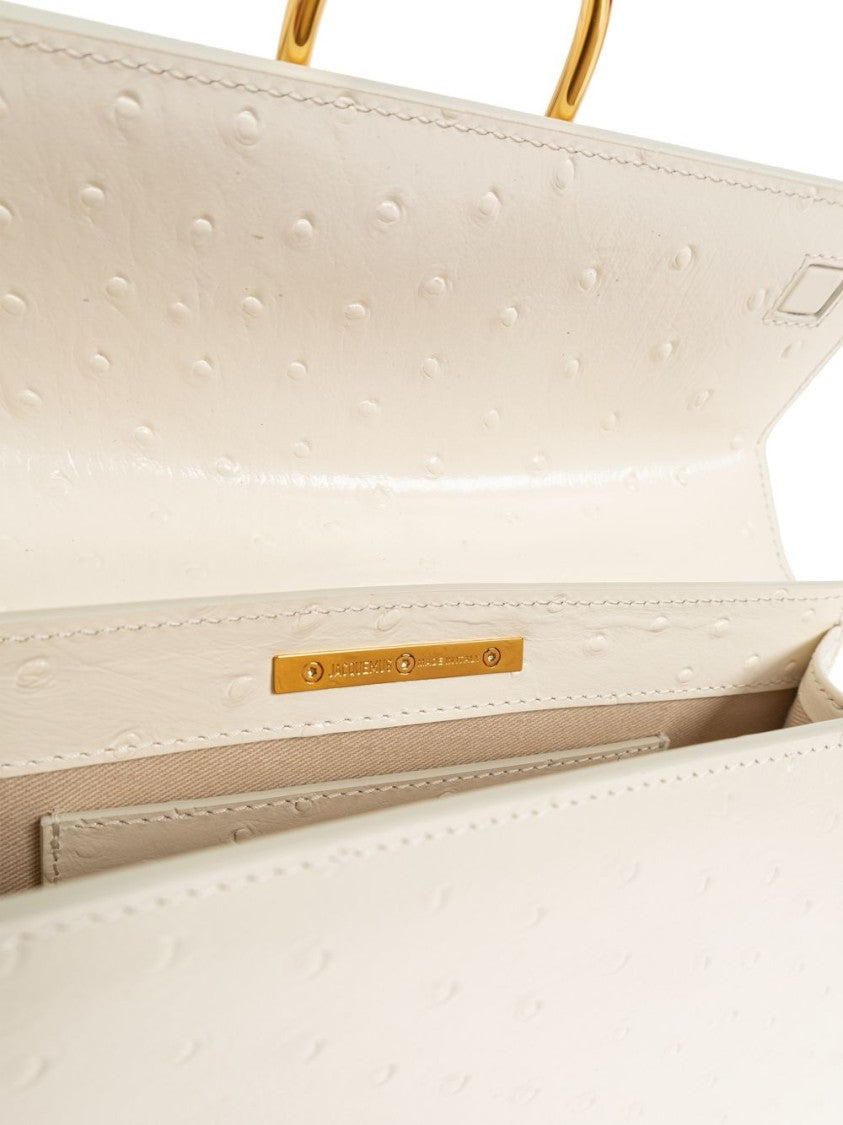 Jacquemus Off-White Ostrich Effect Structured Rectangular Handbag
