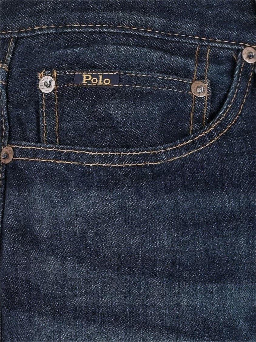 Polo Ralph Lauren Classic Five-Pocket Denim Pants With Leather Accents