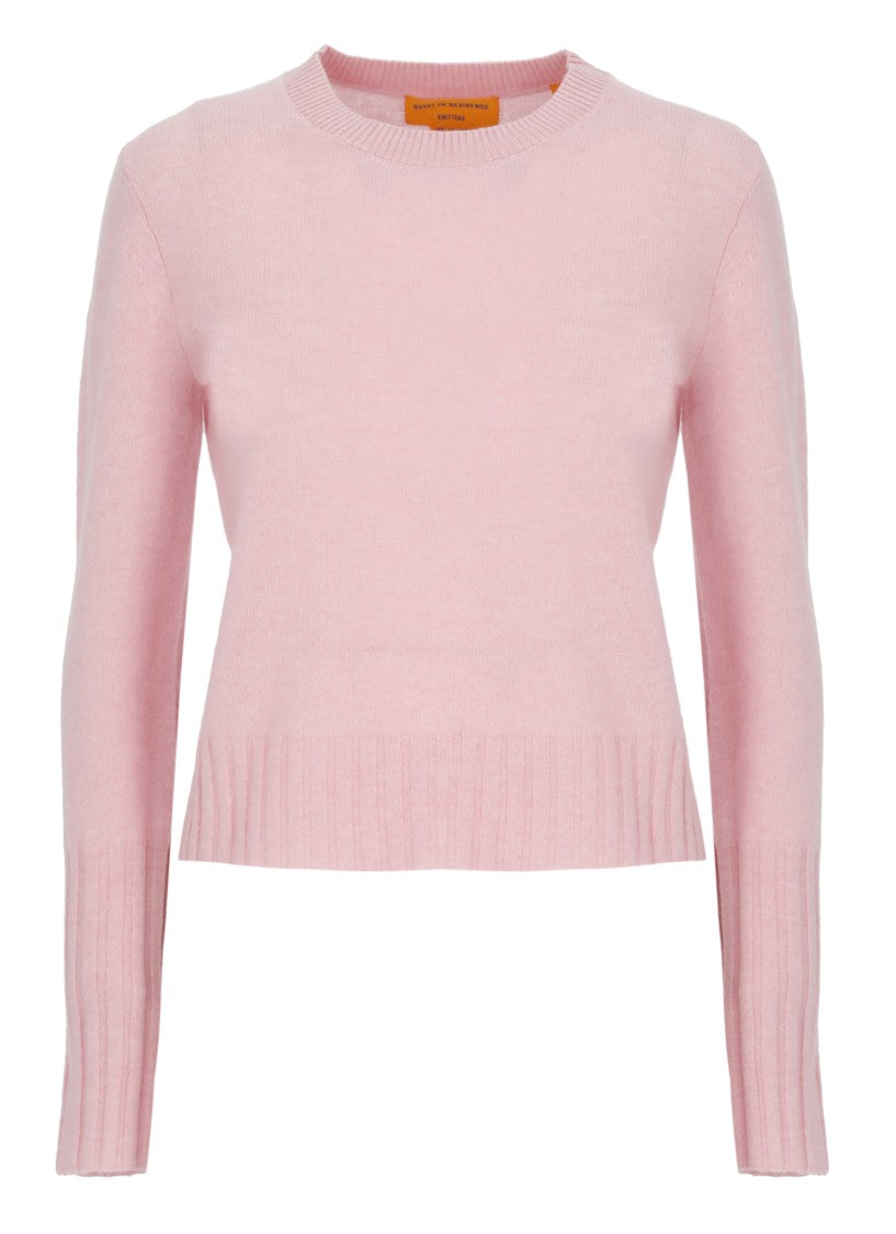 Guest In Residence Pink Shrunken Crew Cashmere Sweater
