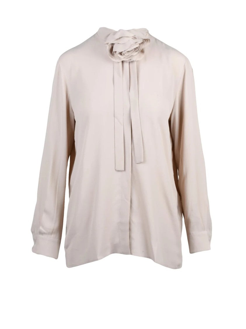 Marella Cabiria Silk-Blend Shirt With Distinctive Nektie Detail