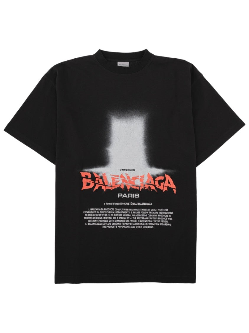Balenciaga Graphic Print Oversized Cotton T-Shirt