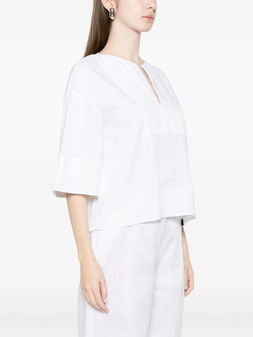 Max Mara White Mxpsospir Boxy Cotton Top