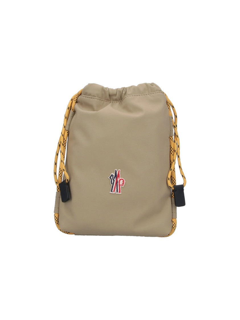 Moncler Grenoble Beige Makaio Drawstring Fabric Shoulder Bag