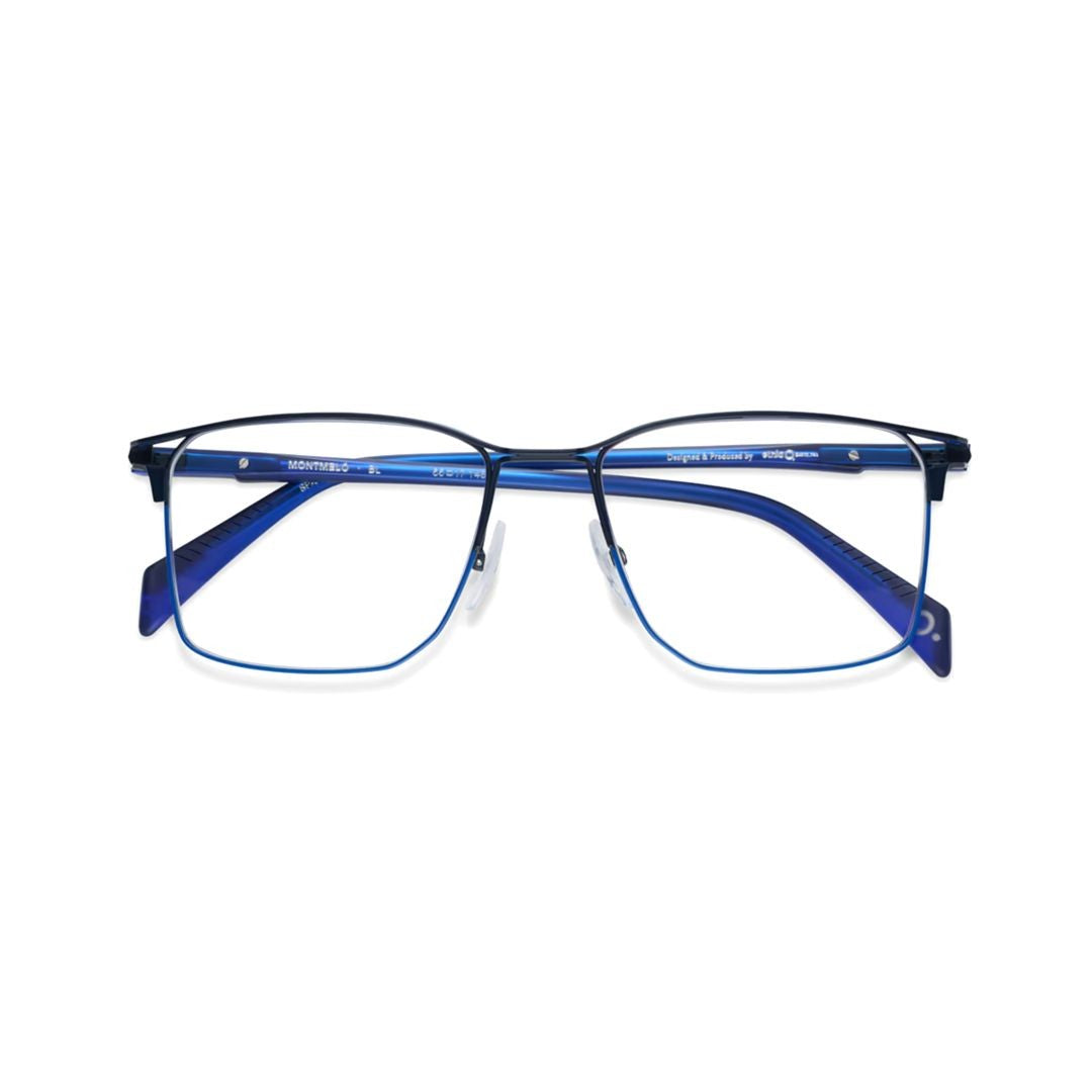 Etnia Barcelona Montmelo Rectangular Deep Blue Metal Eyeglasses With Curved Temples