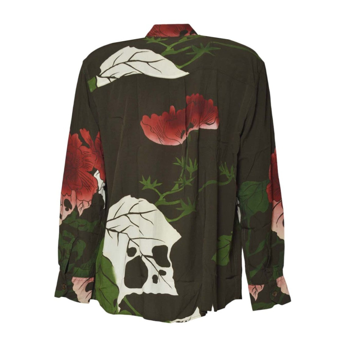 Our Legacy Dark Green Floral Print Long-Sleeve Button-Up Shirt