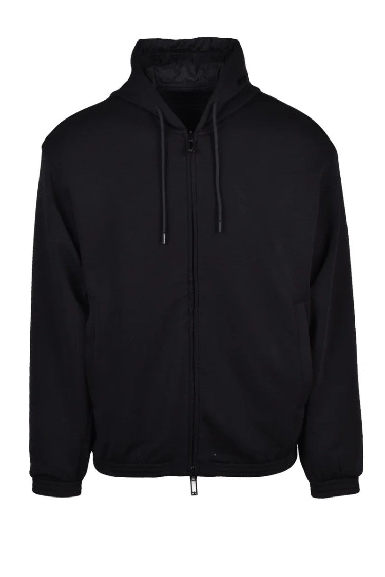 Emporio Armani Cotton Elastane Zip Sweatshirt - Black