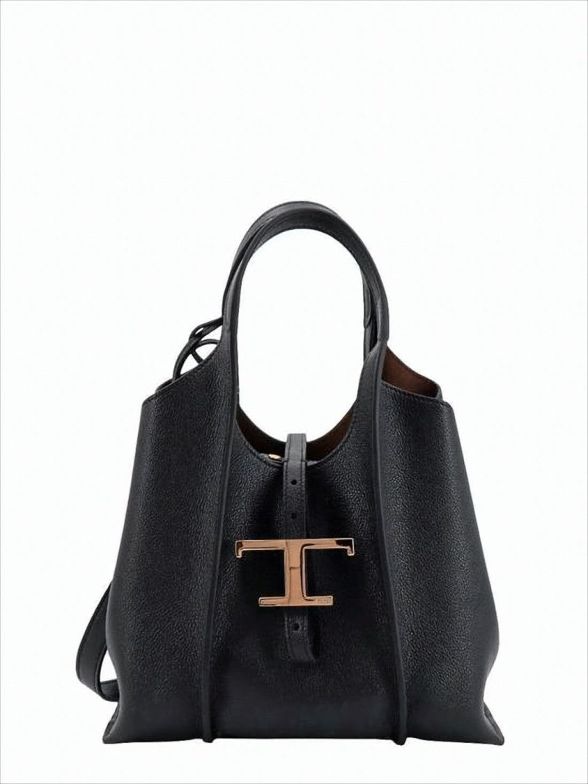 Tod's Textured Leather Tote Bag With Metallic Clasp