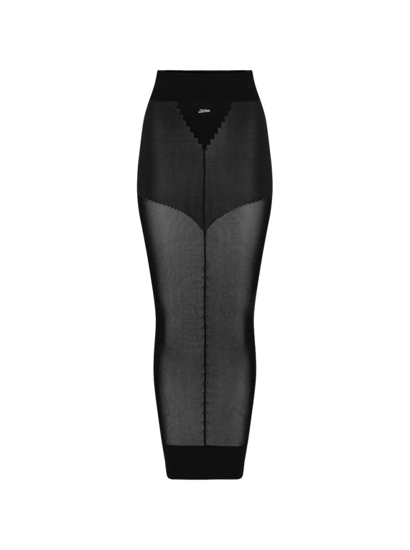 Jean Paul Gaultier Logo Knit Long Skirt Black