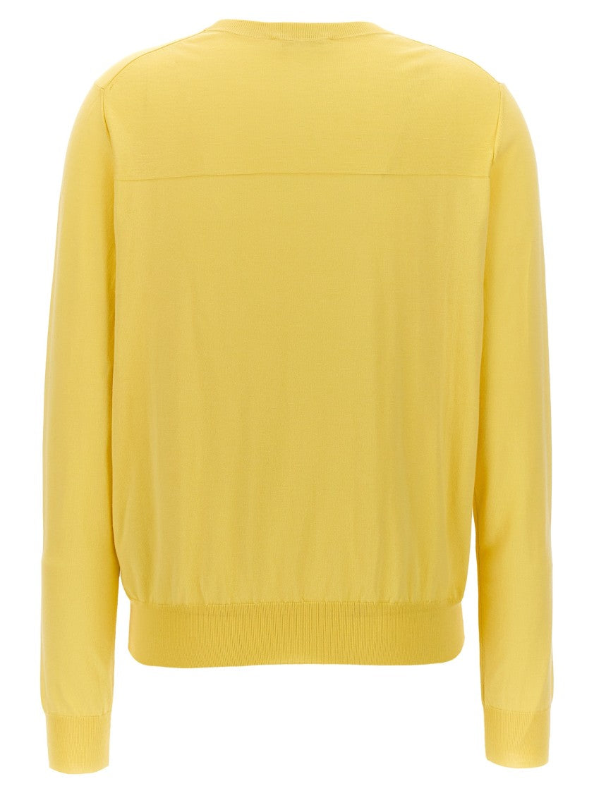 Jil Sander Classic Yellow Round-Neck Sweater With Ribbed Hem