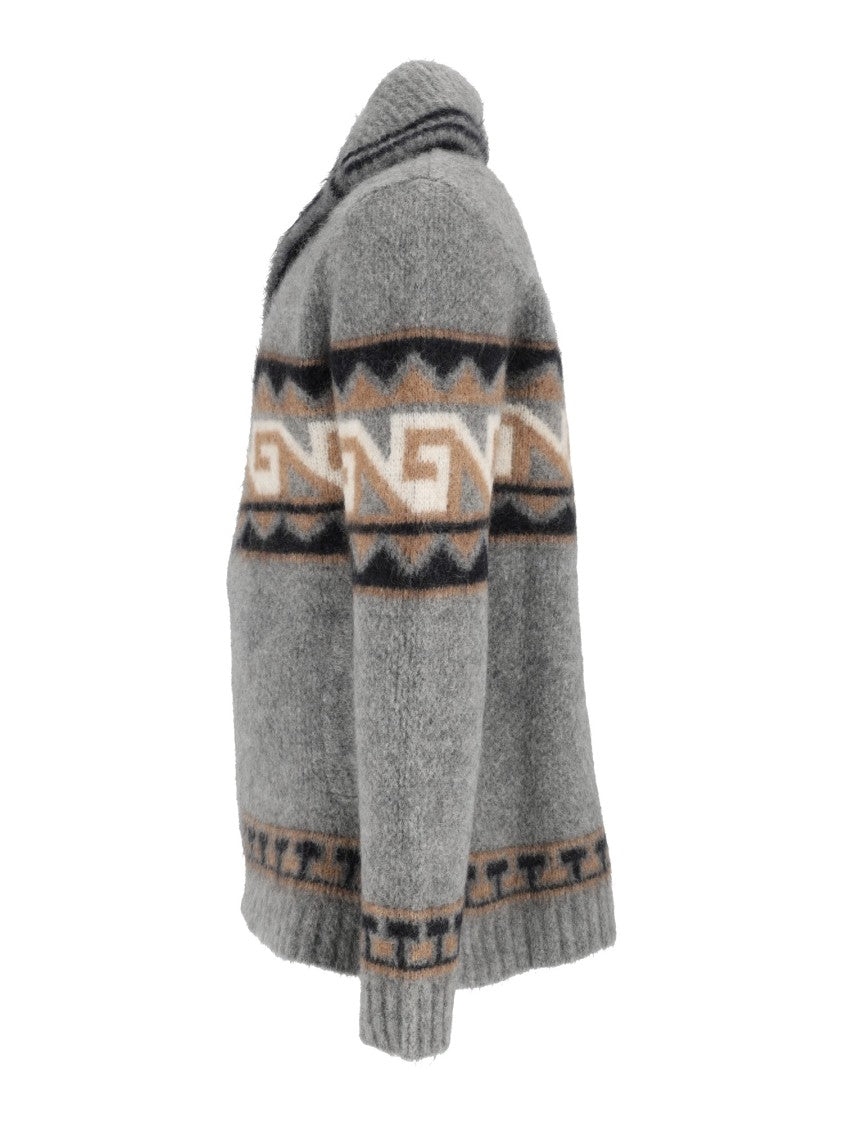 Borgo Asolo Geometric Pattern Textured Knit Jacket