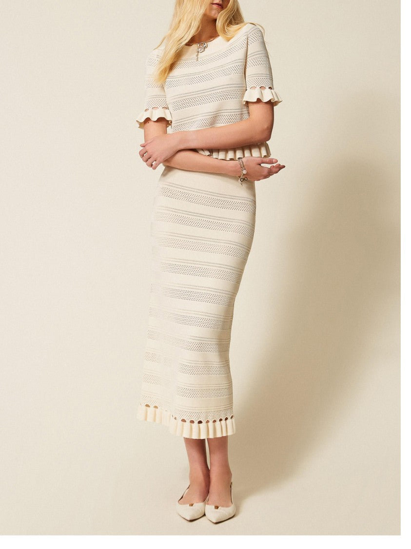 Twin-Set Knit Skirt With Punched Detailing