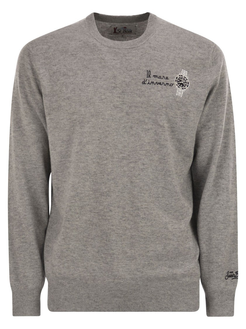 Mc2 Saint Barth Crew Neck Jumper With Contrast Embroidery