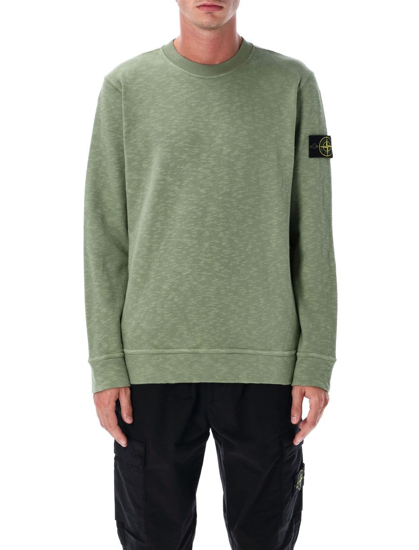 Stone Island Textured Cotton Crew Neck Sweatshirt